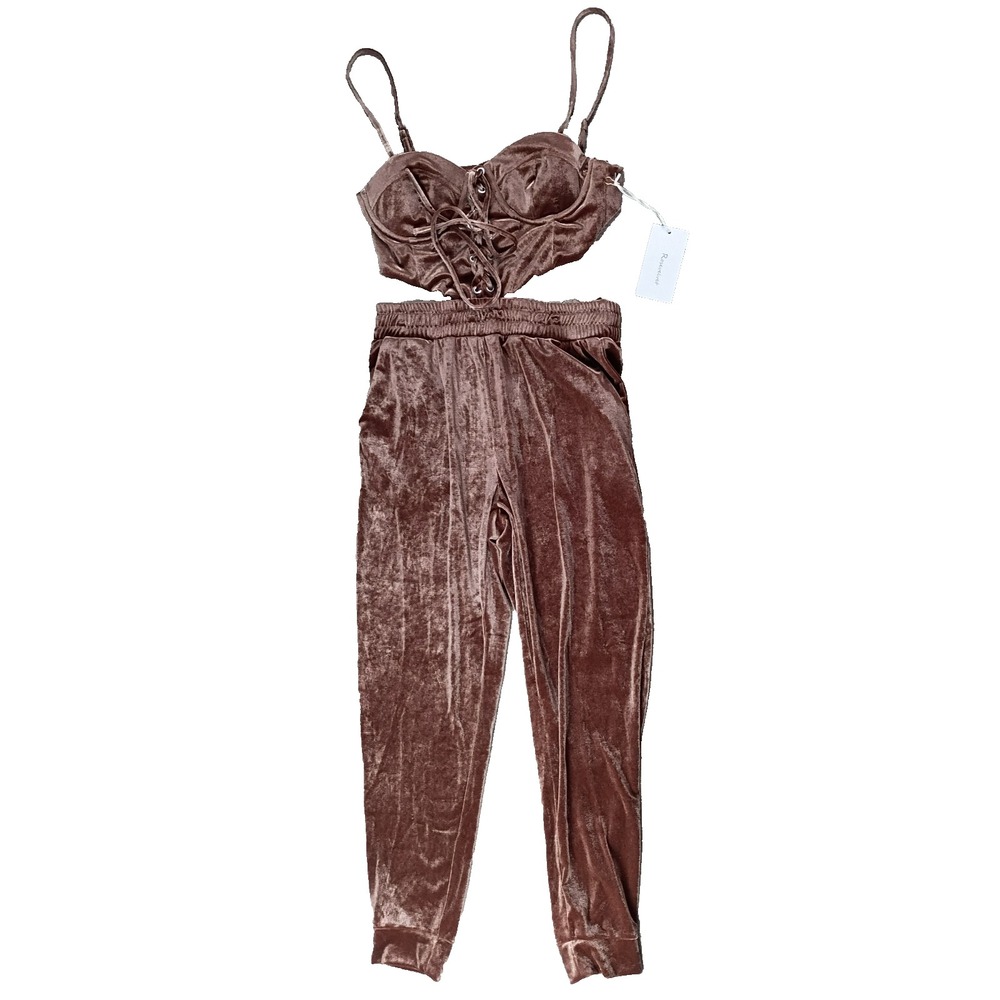 Rosevelvet Velour Velvet Jumpsuit Romper S Corset Zip Stretch Underwire NEW
